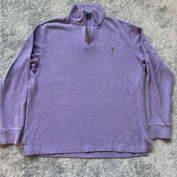 POLO Ralph Lauren 3/4 quarter zip sweater, purple, sz L - Picture 1 of 4